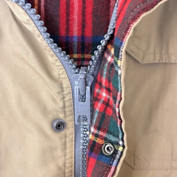 Vintage Sunshine Cover Ups Chore Coat Preppy Mens Size L Plaid Wool Blend - Picture 8 of 11